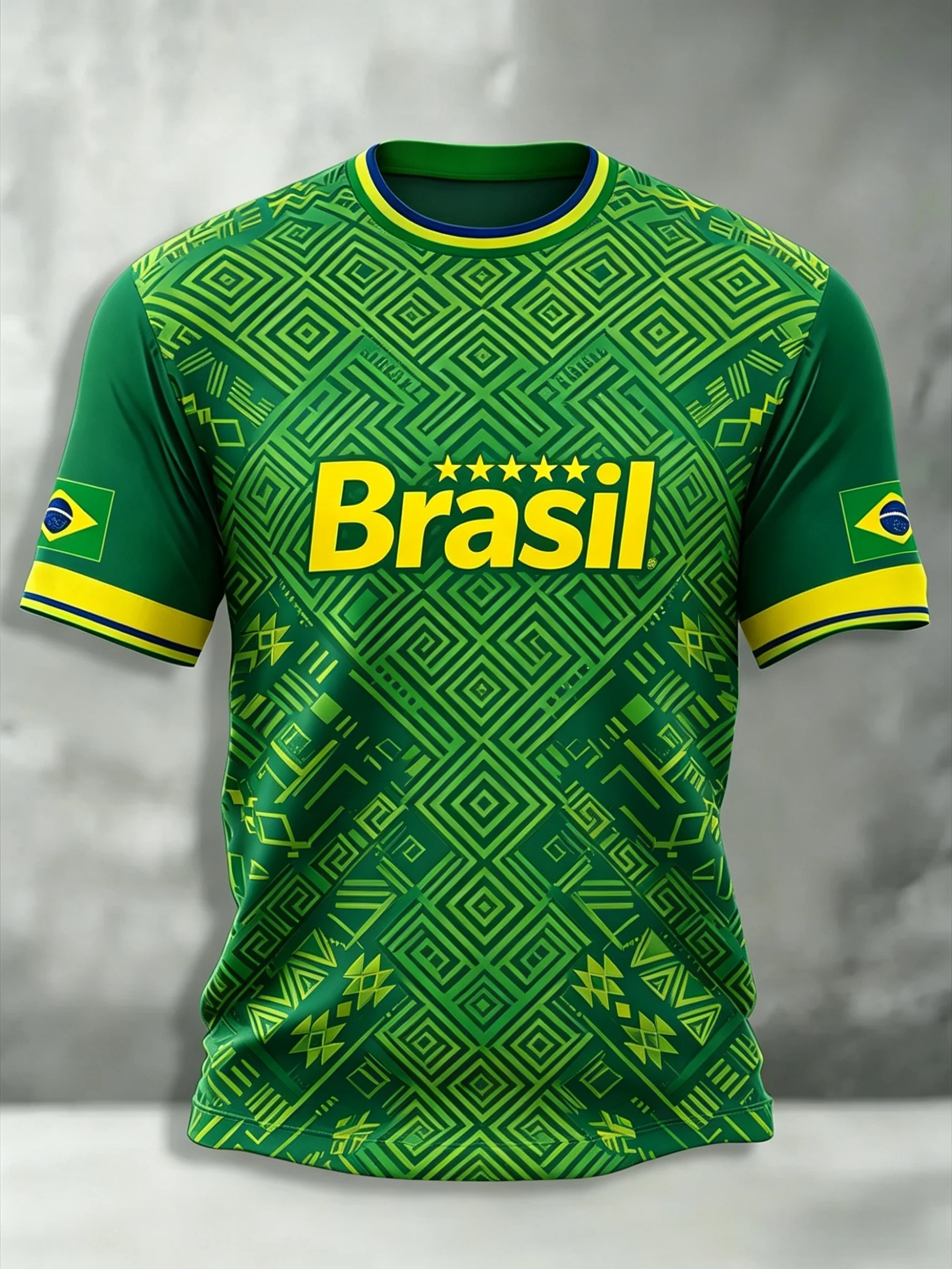 Brazil Football Support T Shirts Fan Cheer Tops Sleeve Casual Tee Unisex Adults Kids Full Sizes Stadium Match Watching Outfit