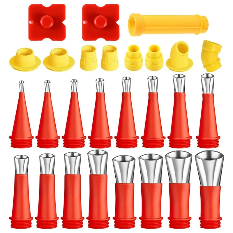 

16 Piece Caulking Nozzle Silver Stainless Steel Caulk Nozzle Applicators With 9 Connection Bases