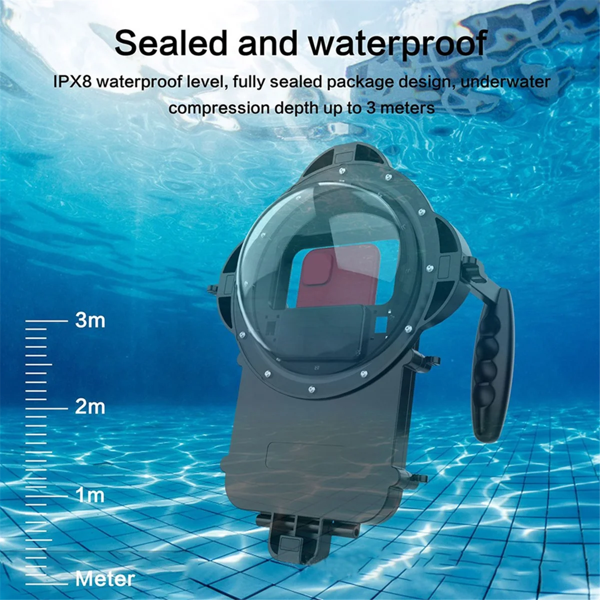 Handheld Diving Housing Case for Dome 4.5-7.0 Inch Phone Universal Smartphone HD Light Transmission Filter Waterproof