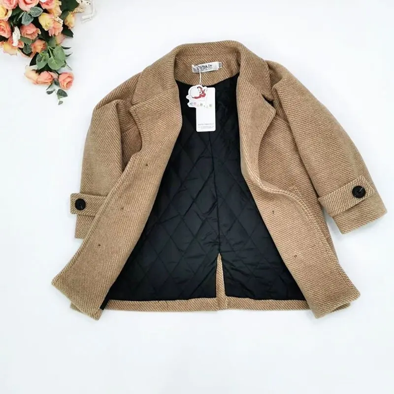 2026 Autumn Winter Kids Warm Thickened Wool Coat Korean Style Plus Size  Windbreaker Stylish Outdoor Jacket