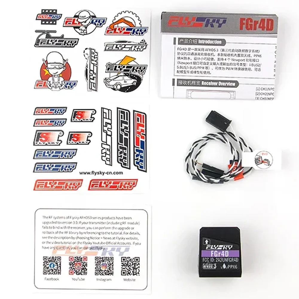 

100% оригинальный приемник Flysky FGr4D, 4-канальный, двунаправленный, со встроенной двойной антенной, подходит для пульта дистанционного управления Flysky NB4.