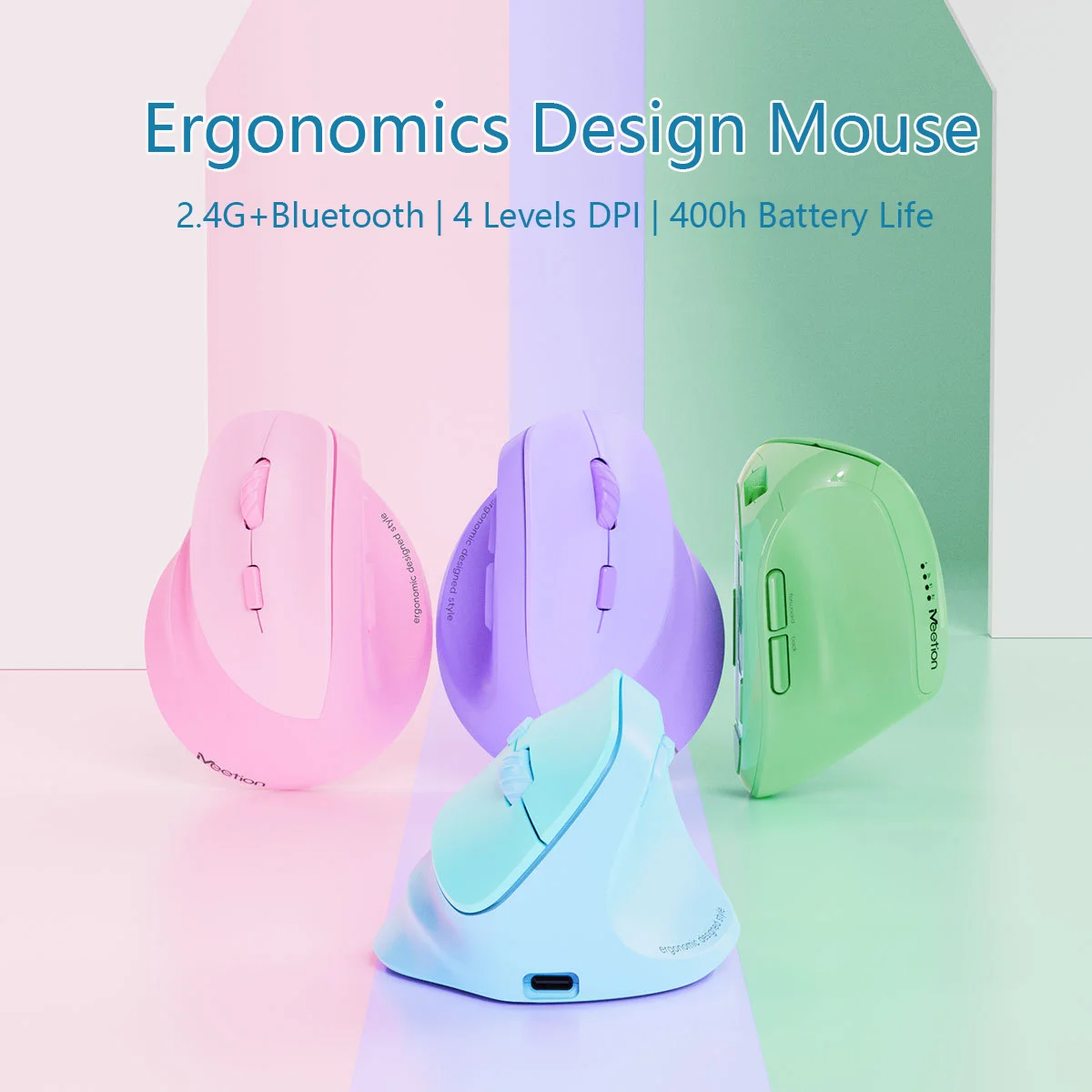Left Hand Ergonomics Design Mouse Vertical Rechargeable Long Battery Life RGB Light Effect DPI Adjustable Office Use Mause