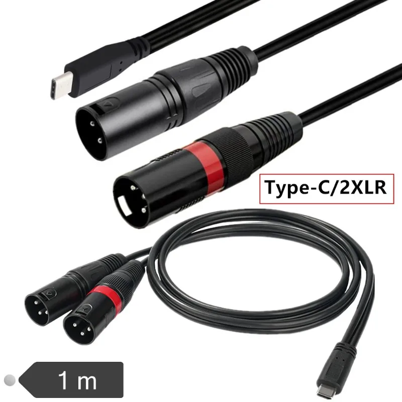 USB C To Dual XLR Male Audio Cable,USB C To 2 XLR Adapter, Compatible with Smartphones or Laptops 1m