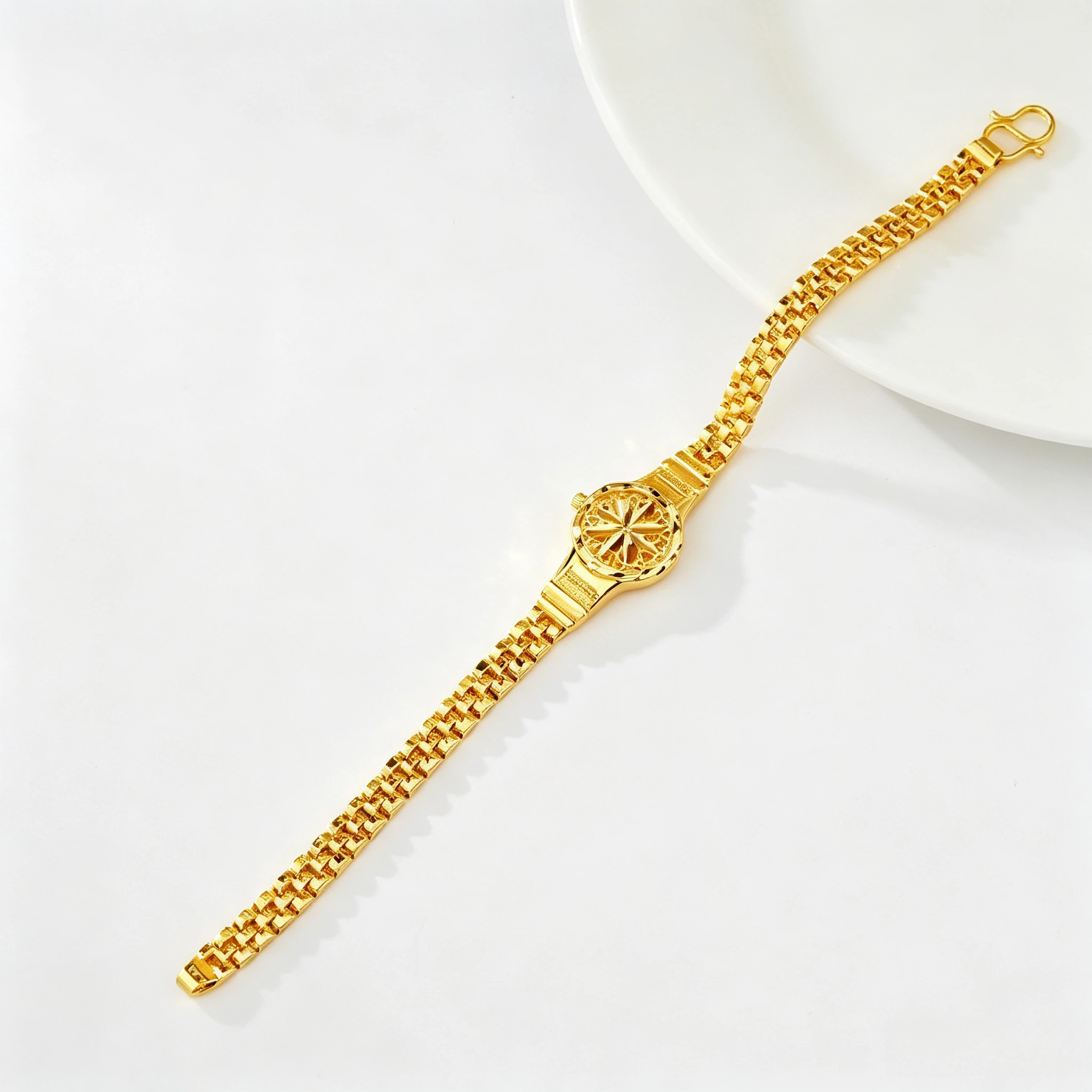 ヴィンテージ中空フラワーウォッチシェイプゴールドブレスレット - Vintage Jewelry Watches Women のレビューと価格