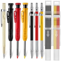 Mechanical Carpenter Pencils Set With Marker Refills And Carbide Scriber Tool, Solid Deep Hole Woodworking Pencils Durable