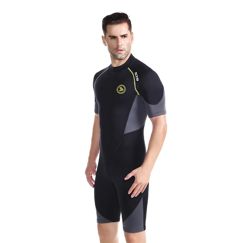 1.5mm Men's One-piece Short-sleeved Wetsuit Sun Protection and Warmth Surfing Deep Thickened Snorkeling Suit Large Size