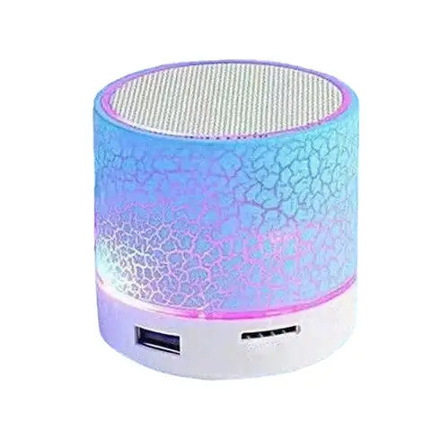 Mini altavoz inalámbrico, subwoofer, Dazzle Crackle Mini altavoz inalámbrico con luz de 7 colores, altavoz pequeño portátil