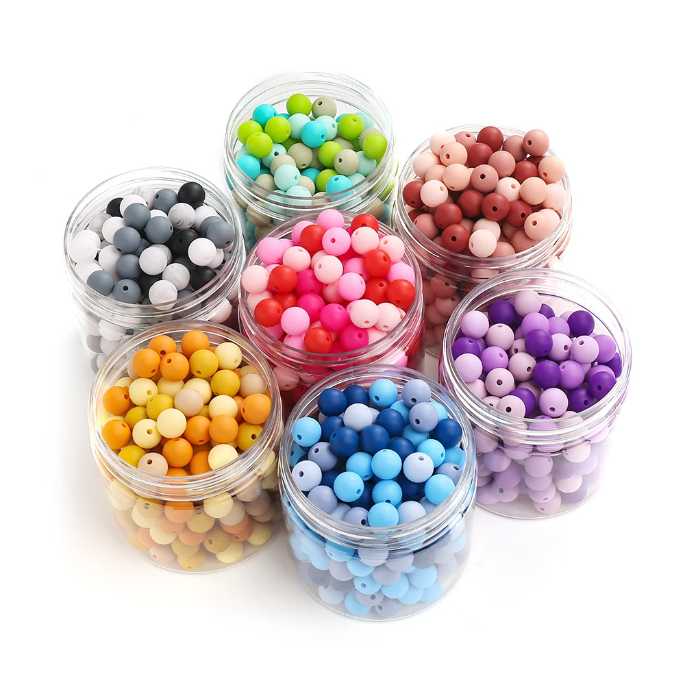 100Pcs 12mm Round Shape Silicone Teething Beads Baby Teether For DIY Nursing Necklace Food Grade Chew Beads Accessories