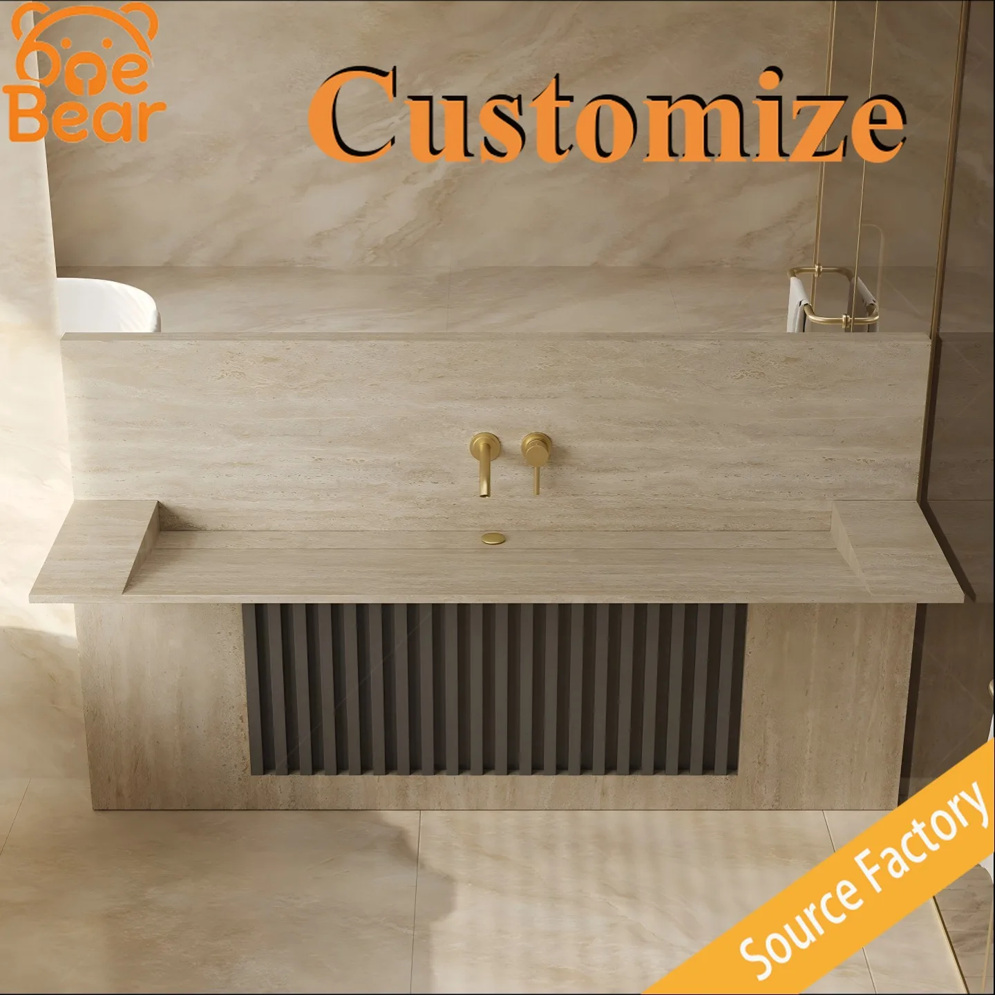 

Solid square marble basin, polished white stone, undermount design, suitable for bathroom vanity installation.