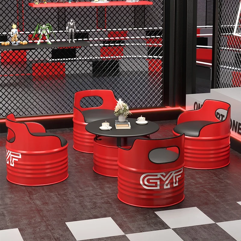 custom.Industrial Style Metal Art Oil Drum Chair Set Coffee Table Sofa Bar Booth Garden Office or Tea Shop Rest Area