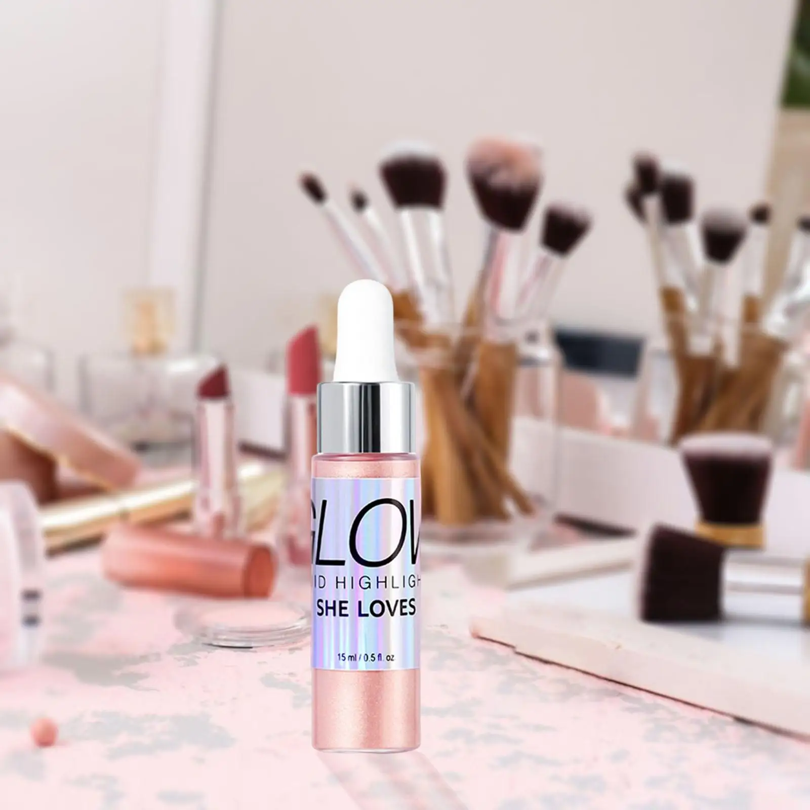 Highlighter Liquid with Foundation Easy to Apply Glitter Shimmer Makeup for Face and Cheekbone Brightening