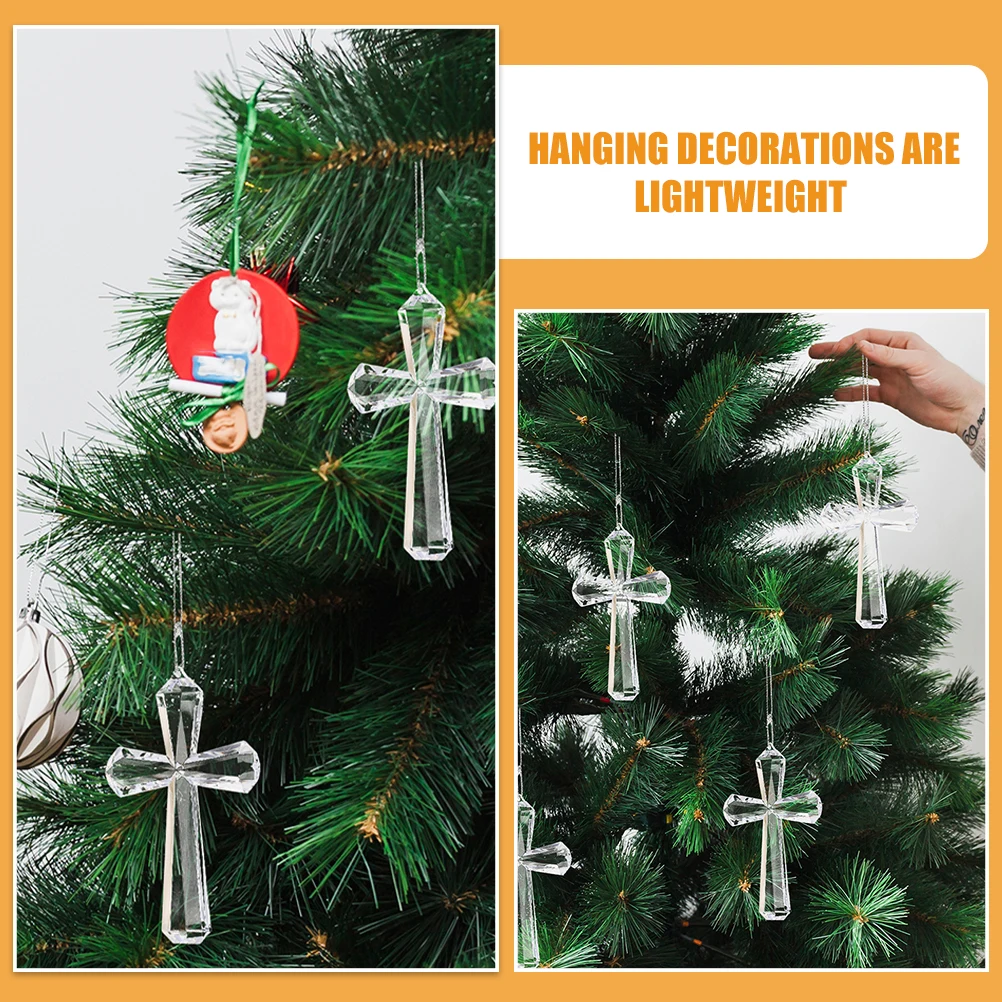 

3pcs Cross Decorations Clear Acrylic Ornaments For Easter Tree Party Decoration Lightweight Transparent Hanging Supplies Cross