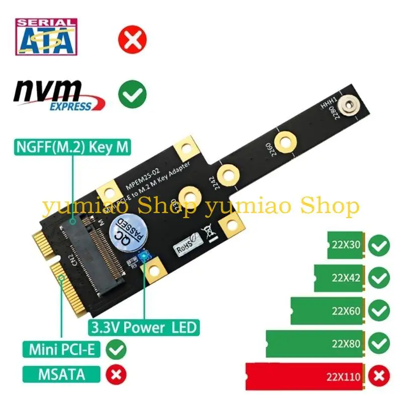 587B Mini PCI-E to NVME SSD M.2 M Converter Risers Board Expansion Card for 2230