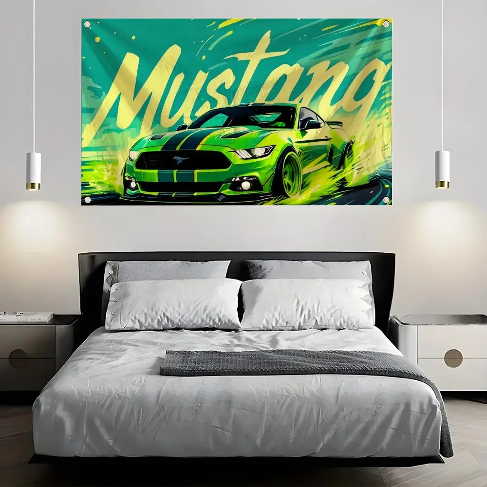 F-Ford Mustang Flags Indoor and outdoor decorative flags, custom furniture, wall and garden decorations