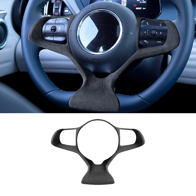 

Alcan tara Suede Car Inner Steering Wheel Cover Sticker Trim for BYD Atto3 Atto 3 2022 2023 2024 Yuan Plus Dolphin Accessories