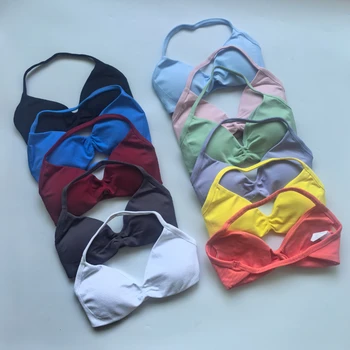 Soutien-gorge de sport à bretelles, dos nu, rembourré, pour femme, haut court, sexy, yoga, fitness, entraînement