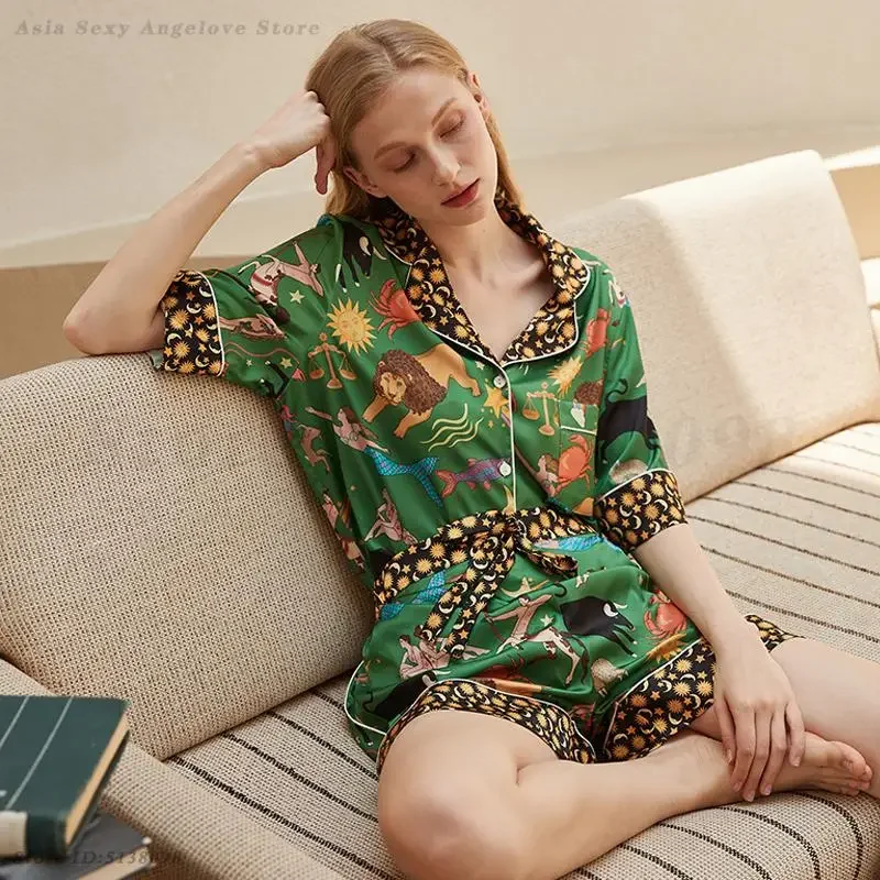 

Сексуальный пижамный комплект из ледяного шелка, женская элегантная пижама Mujer, одежда для сна высокого качества, атласная ночная рубашка, домашняя одежда, женская модная домашняя одежда