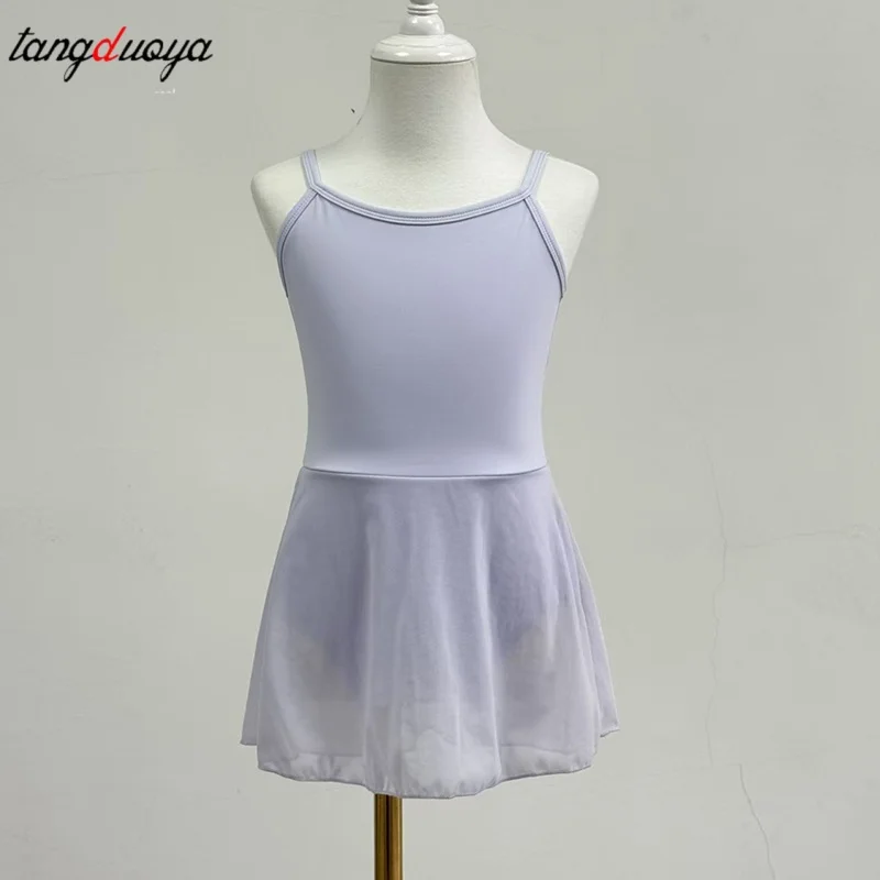 

Summer Girls Ballet Leotard with Skirt Outfit Children Sling strap Dance Costume Ballet Practice Uniform Gymnastics Kids Clothes