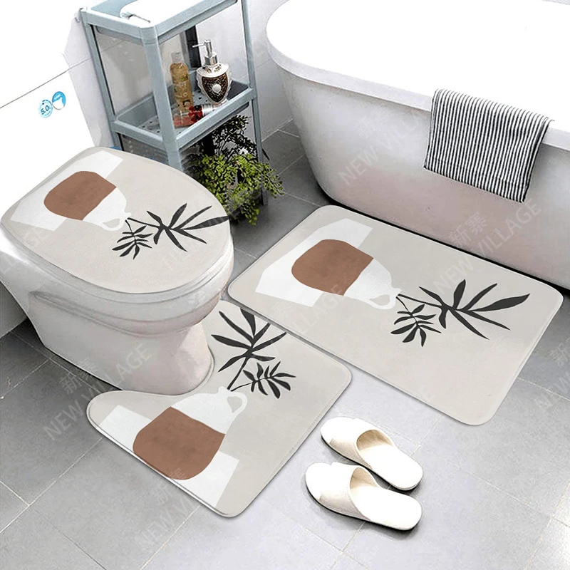 Anti-slip Bath Mat plant Bathroom Rug Shower Mat Decorative Absorbent Foot Mat Entrance Bathtub toilet rug boho Nordic leaf