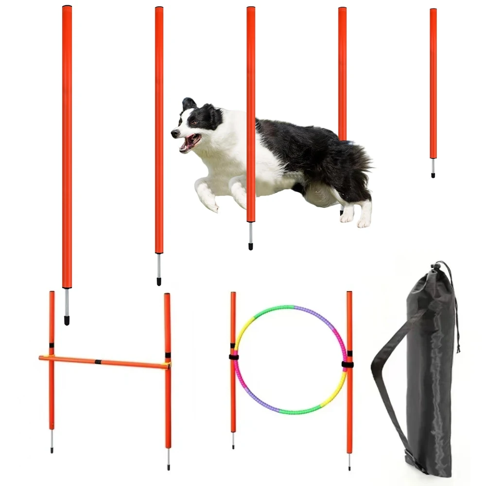 Dog Agility Weave Poles Portable Dog Training Poles Dog Agility Equipment Training Obstacle Course Beginner Kit Dog Agility Set