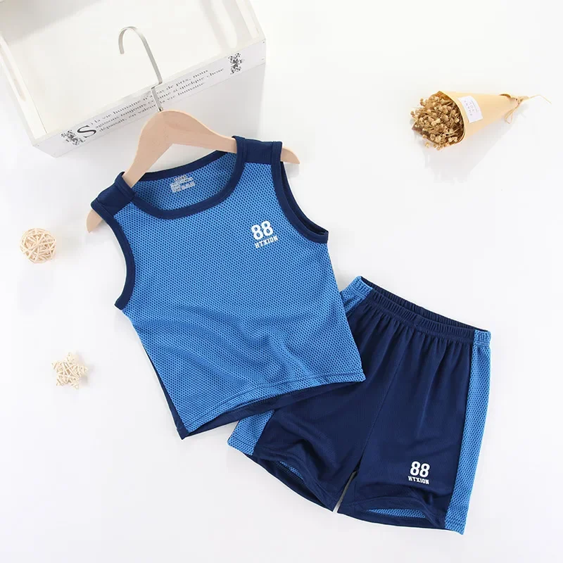 Kids Boys Girls Summer Children Sports Jerseys T-shirt Shorts Vest Tracksuit 2Pcs Basketball Team Suit Clothing Set Outfits