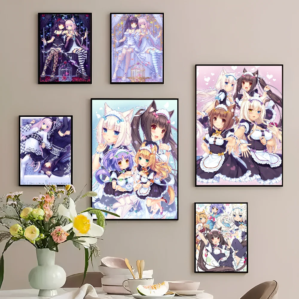 Anime Nekopara Film Vintage Poster klebrige White paper druckt Poster Kunstwerk Poster Wanda uf kleber