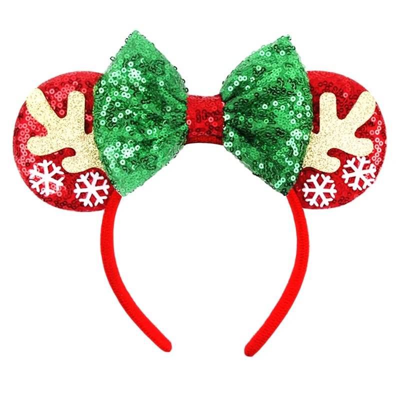 Christmas Mickey Mouse sequins Headbands Mickey ears Bow Headbands, Hair Accessories, Amusement Park Hair Accessories