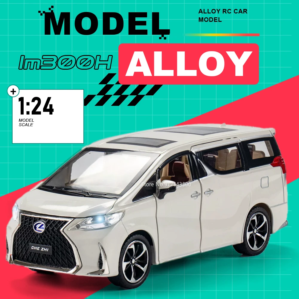 

1:24 LM300H LX600 Car Model Toy Doors Opened Sound Light Models Pull Back Rubber Tires Vehicle for Enthusiasts Festival Gifts
