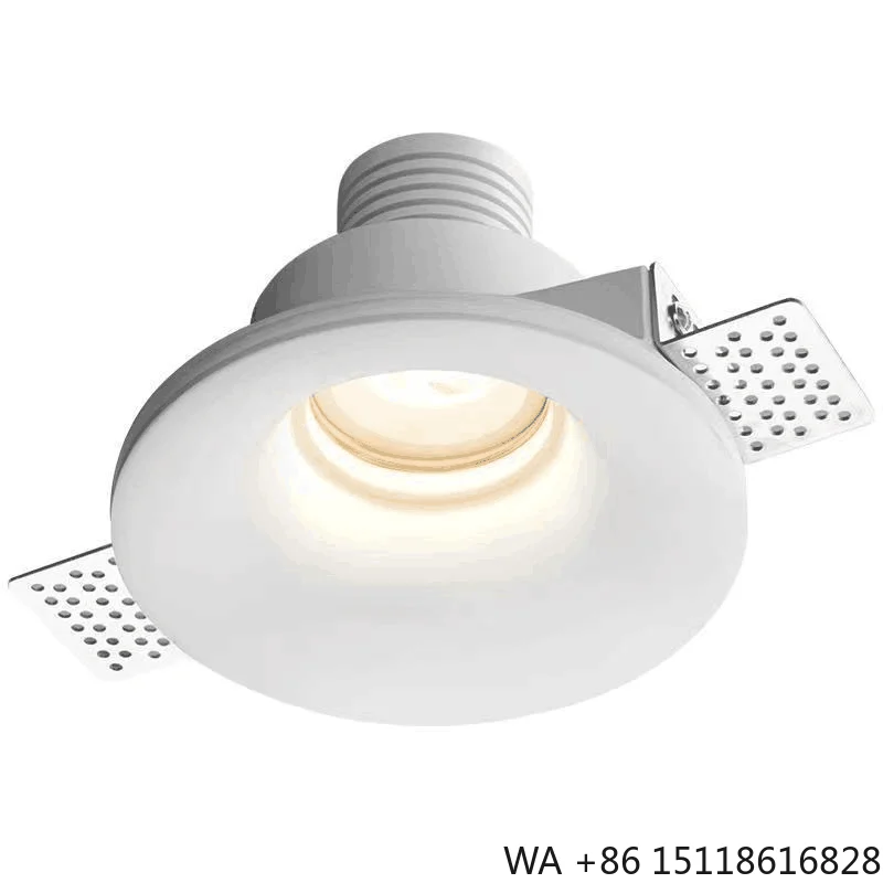 Modern Round Adjustable LED Gypsum Downlight Trimless LED Gypsum Light Plaster Housing GU10 for Living Room Decor