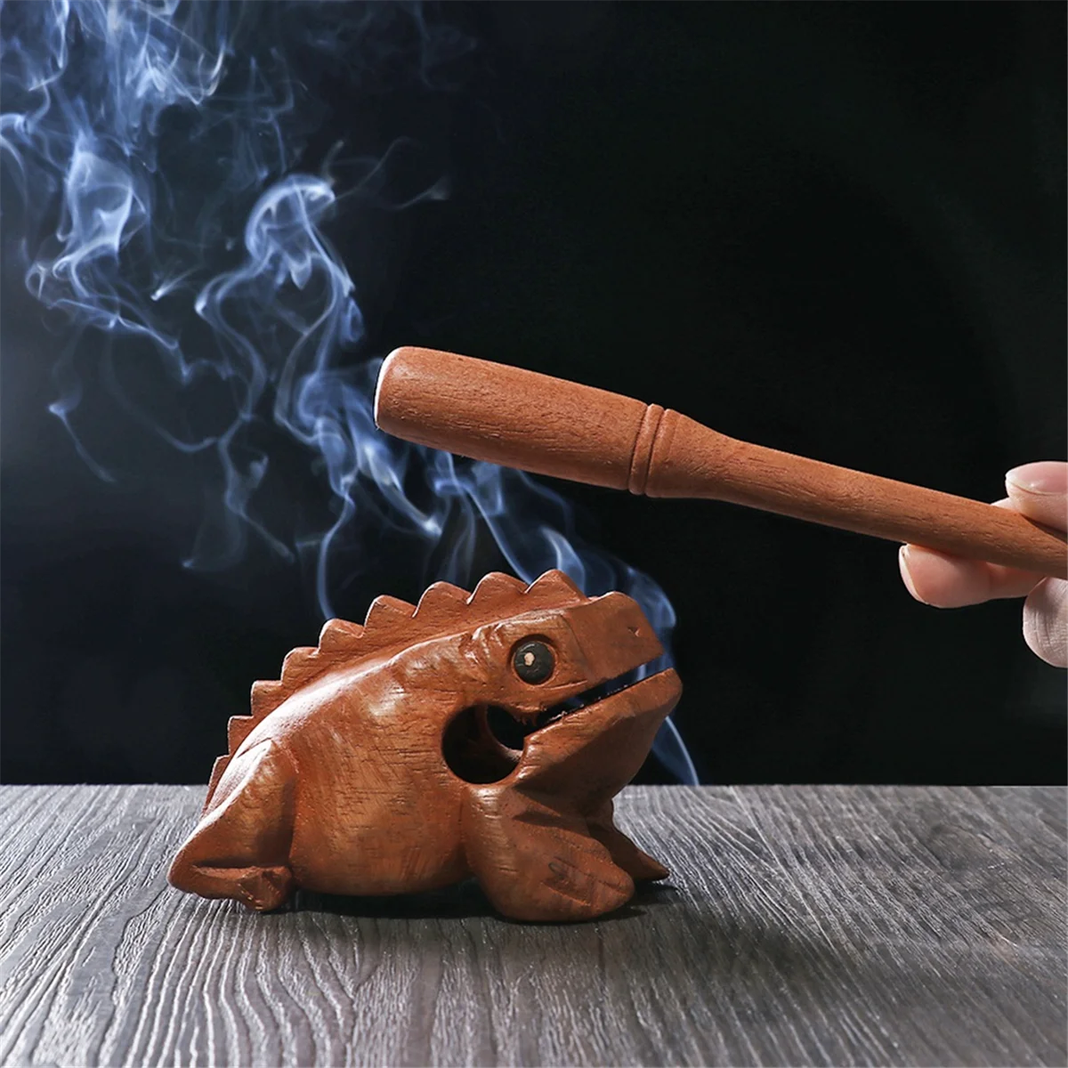 Carved Croaking Wood Percussion Musical Sound Wood Frog Tone Block Toys HOT