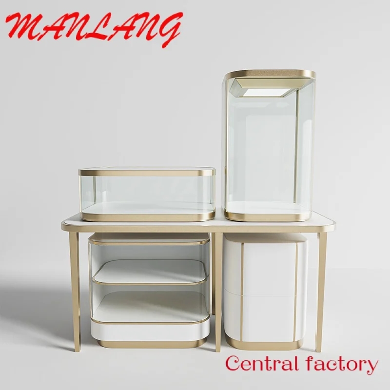 CustomFactory luxury custom jewelry watches cosmetics glass display cabinet  jewellery showcases with led  light