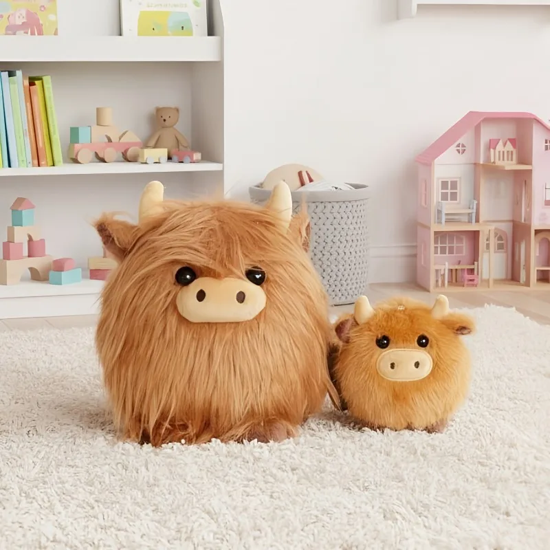 Süßes Highland Cow Plüschtier Simulation Rinder Plüschtier Anhänger Taschenanhänger Weich gefüllt Kawaii Schlüsselanhänger Plushie Home Decor