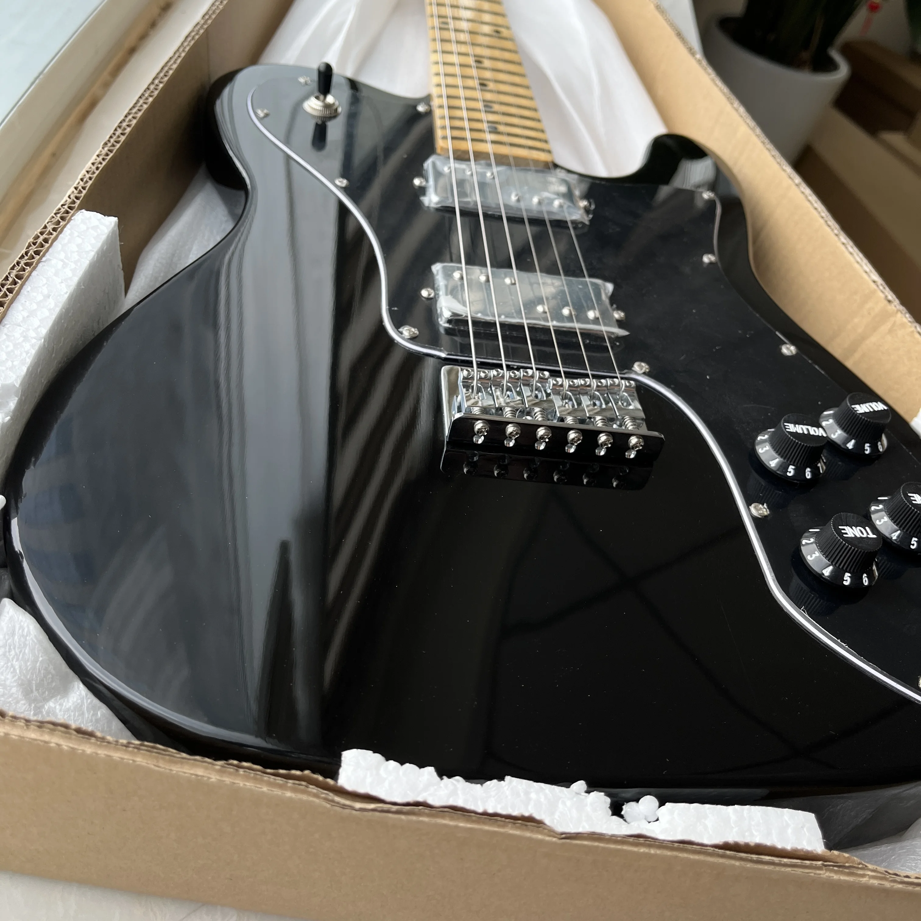 Electric Guitar Black Finish Maple Fretboard Walnut Body HH Pickups Free Shipping From US