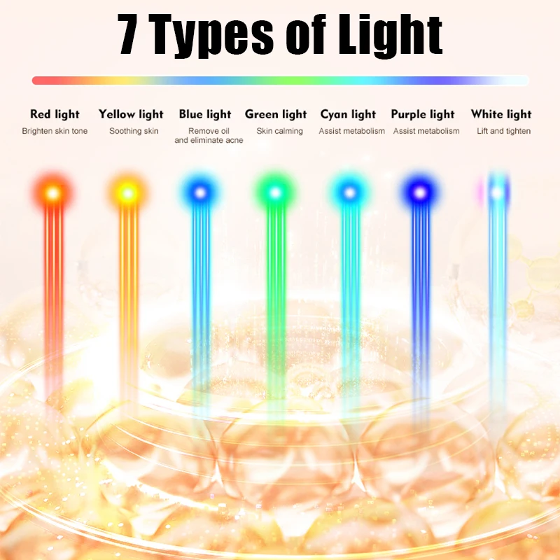 7 In 1 EMS Red Light Therapy Facial Wand กระชับผิว Anti-Aging Microcurrent ลดริ้วรอยลบความหมองคล้ําความงาม