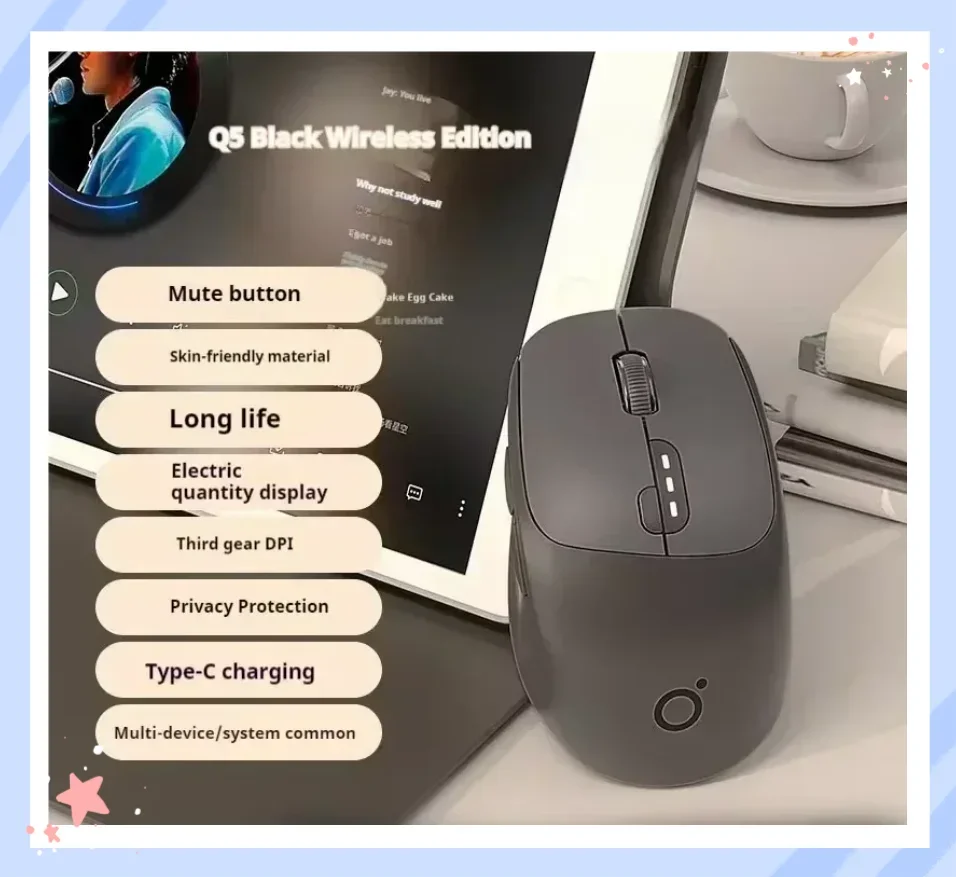 New Eweadn Q5 Wireless Dual Mode Lightweight Mouse 1600PDI One-click Back To Desktop Rechargeable Kawaii Gaming Mouse Accessory