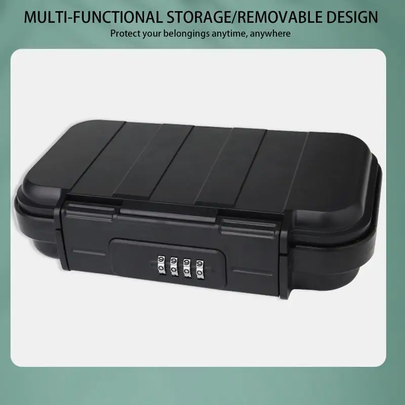 Dorm Safe Box Four-digit Password Portable Security Case Removable Chain Waterproof Compact Anti-theft Case For Car