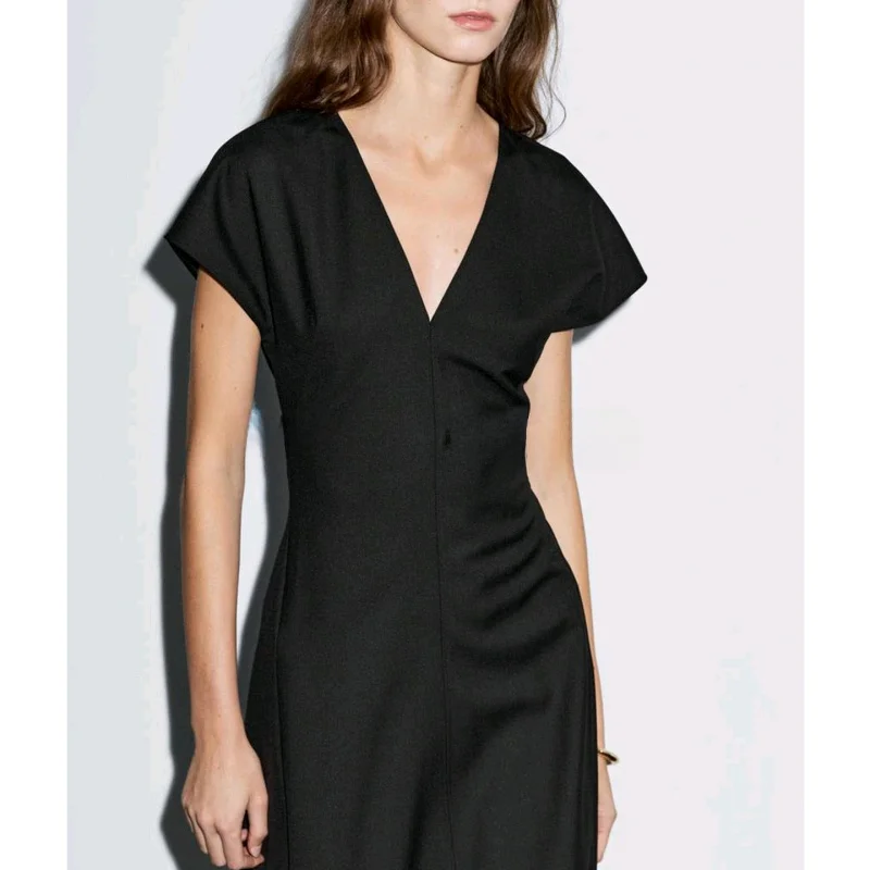 Autumn New Arrival Women's Long Wool Blend Slim Fit V-Ne Dr Ele Casual Sle ort Sve Polyester Fiber