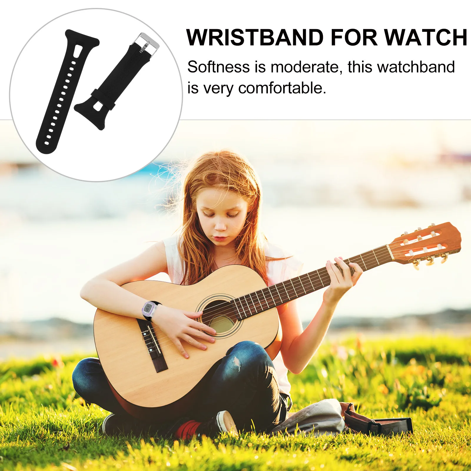 Silicone Watchband Compatible with Garmin Forerunner 10 Soft Moderate Feel Sturdy Compression Molding Adjustable Fit Gift Ready