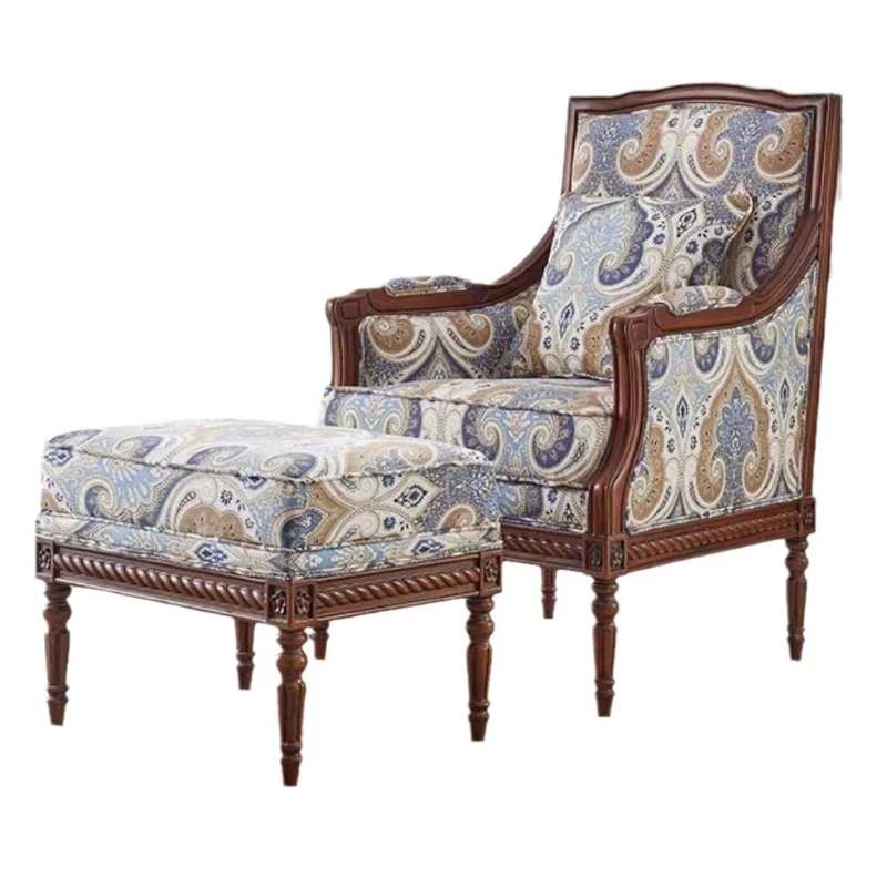 

American tiger chair European neoclassical solid wood sofa single sofa modern casual armrest single chair