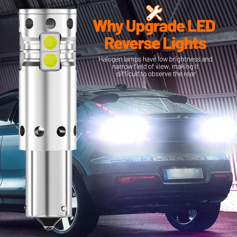 2pcs LED 역방향 라이트 Blub 백업 램프 Canbus 오류 없음 H6W BAX9S 64132 Audi A3 8V 2013 2014 2015 2016 2017 2018