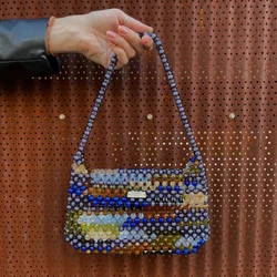 Advanced Design Texture Women's Shoulder Bag Acrylic Beaded Handwoven Handwoven Handbags for Women 2024 New Customization