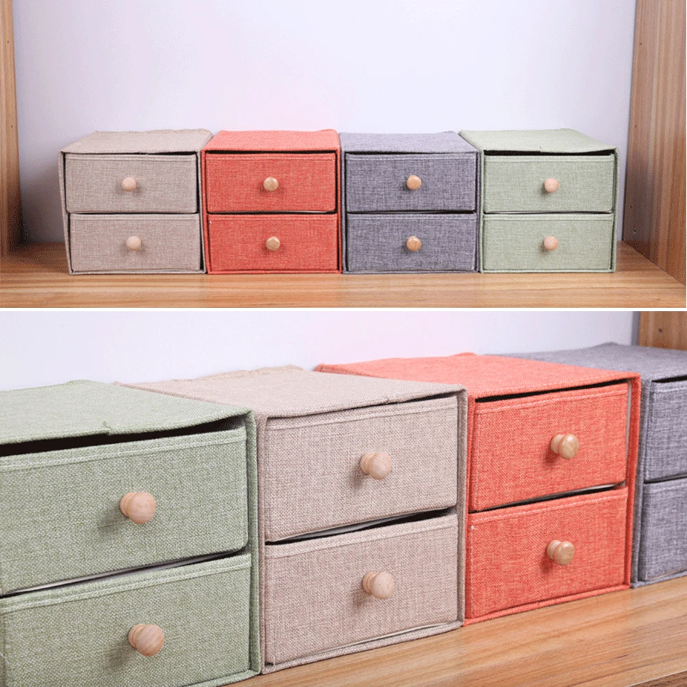

Cotton Linen Storage Box Drawer Fabric Desktop Organizer Home Office Drawer Container For Cd Phone Remote Grey