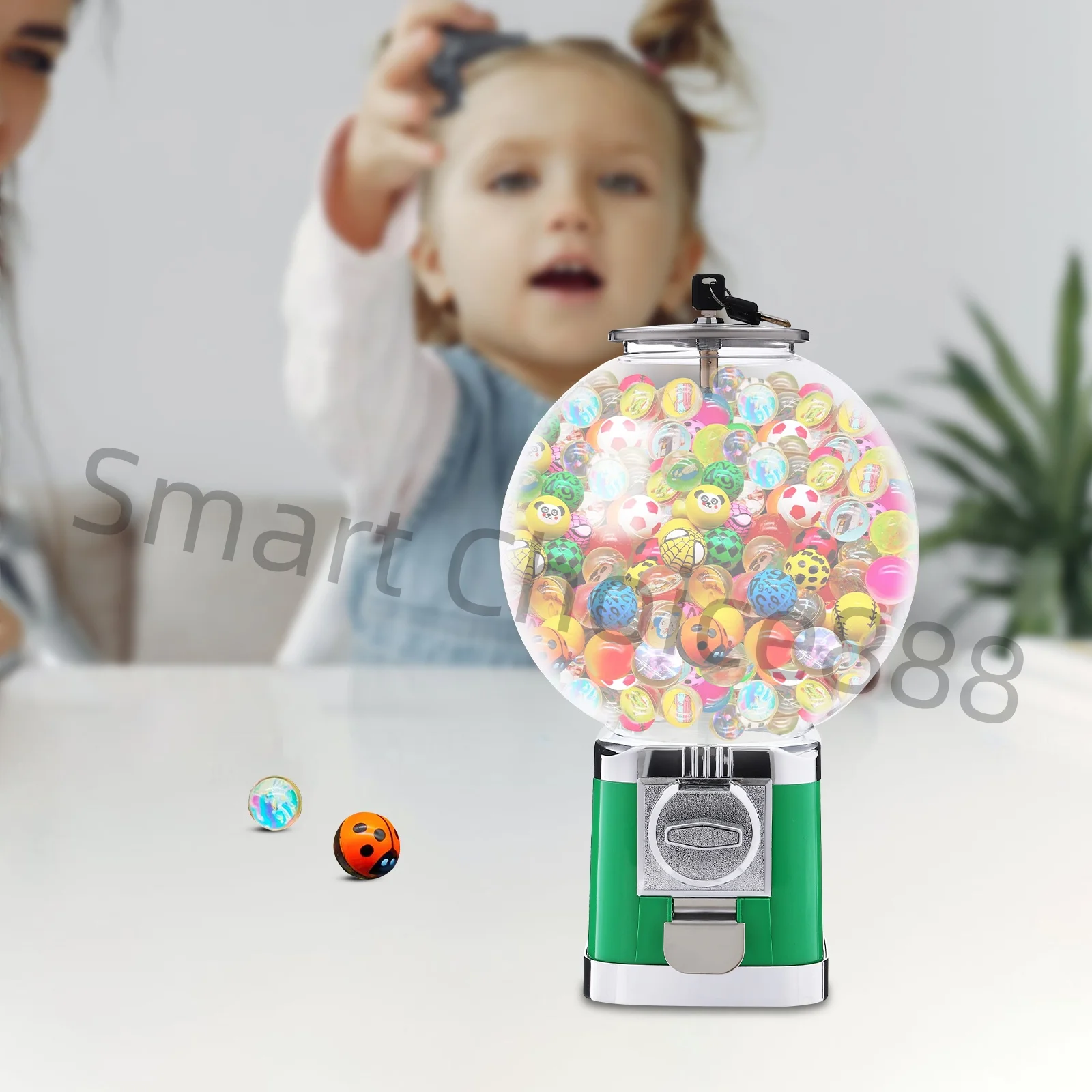 LM-202B Twister Ball Dispenser Vending Machine 500 Capacity  Dollar Coin with Security Lock Green/Red