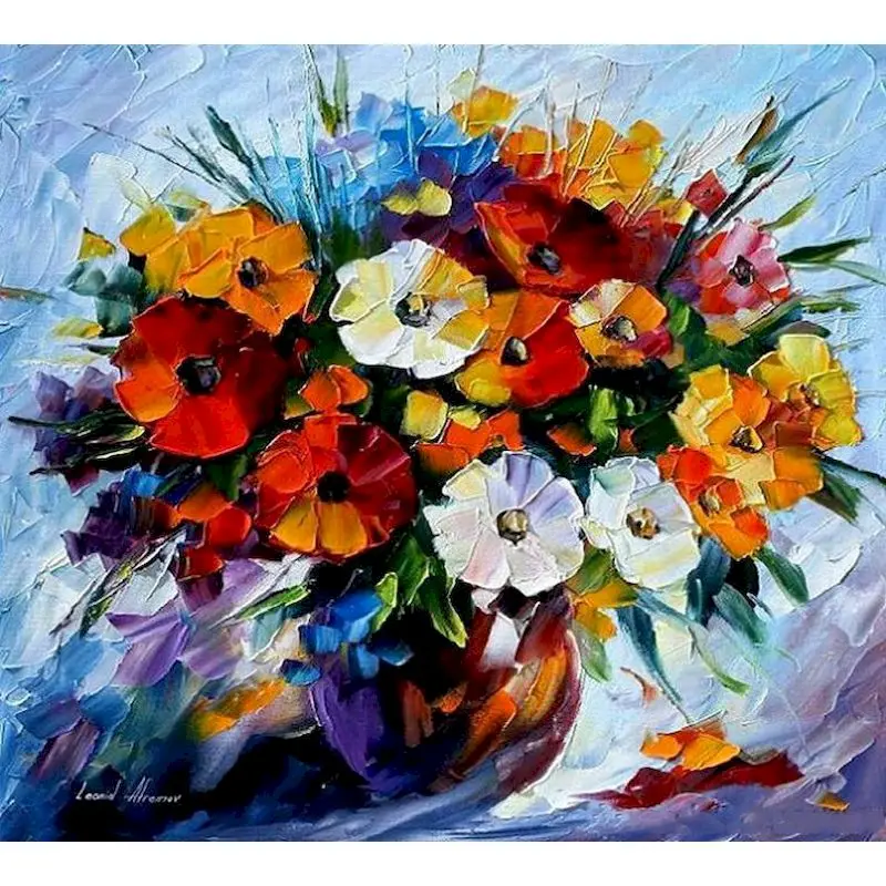 GATYZTORY 60x75cm Frameless Oil Acrylic Painting By Numbers Colourful Bouquet on canvas Home Decoration Canvas Painting DIY Gift