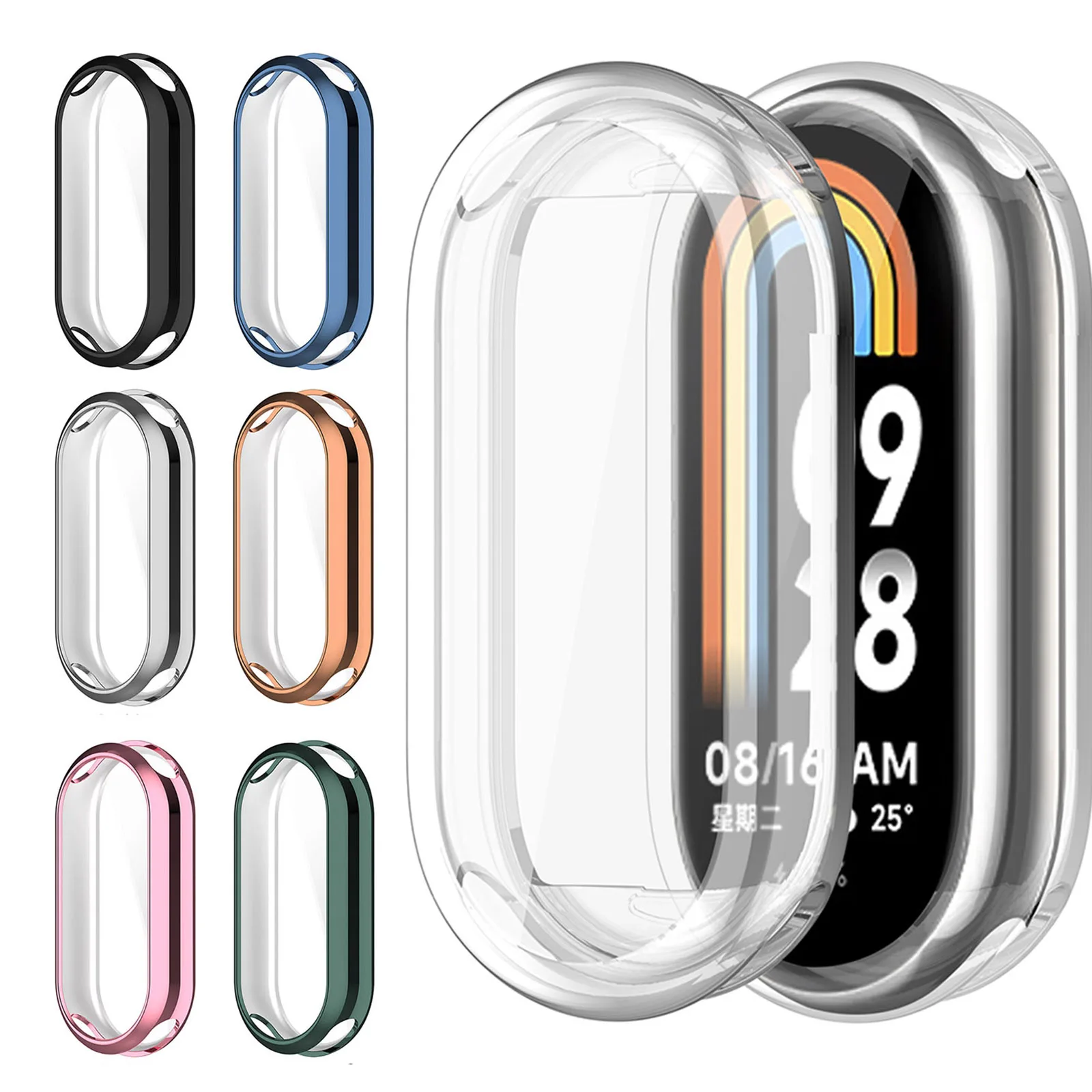 

Мягкий чехол из ТПУ для Xiaomi Mi Band 10/9/8 NFC, полноэкранный защитный чехол-бампер
