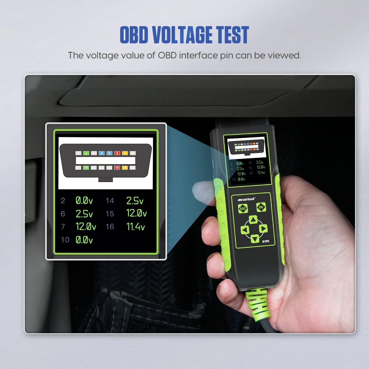 MRCARTOOL B250 سيارة سوبر جهاز اختبار بطارية محلل 12 فولت/24 فولت obd اختبار الجهد متعدد اللغات سيارة الكهربائية كاشف التسرب الحالي #4