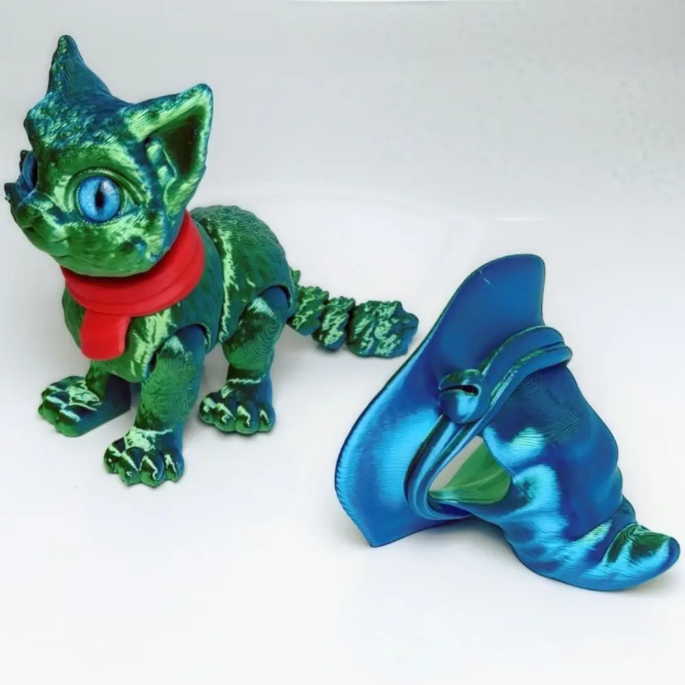 

Big Eyes 3D Printed Cat Model Plastic Material Creative Sculpture Articulated Cats Doll 3D Printing Technology Cute Style