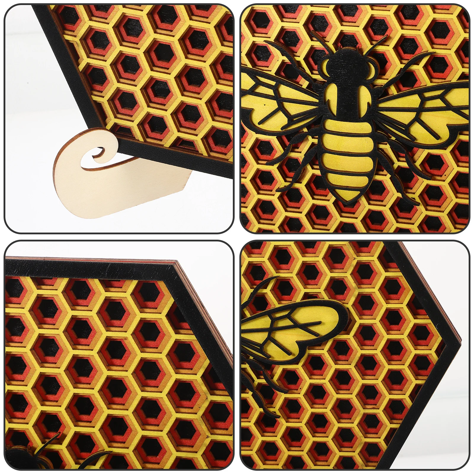 

Wooden Bee Festival Party Decoration Honeycomb Wall Hanging Desktop Sign Adorning Bee Table Rustic Farmhouse Decor Centerpiece
