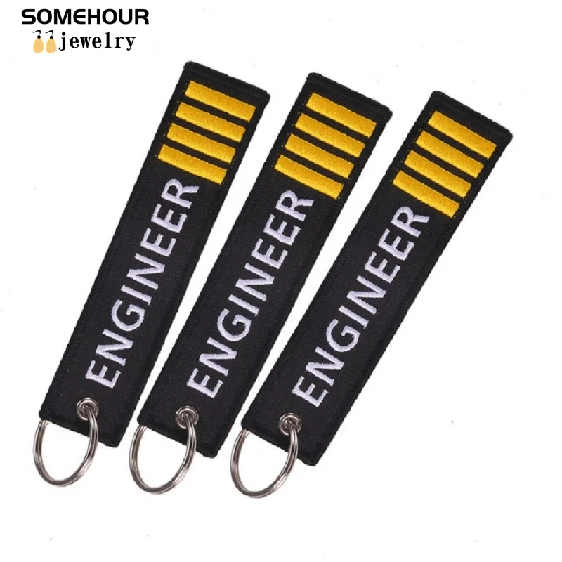 SOMEHOUR Novelty Embroidery Aviation Keychain Engineer Keyholder Ring Fit Motorcycles Cars Key Tag Bags Fobs For Men Women Gifts