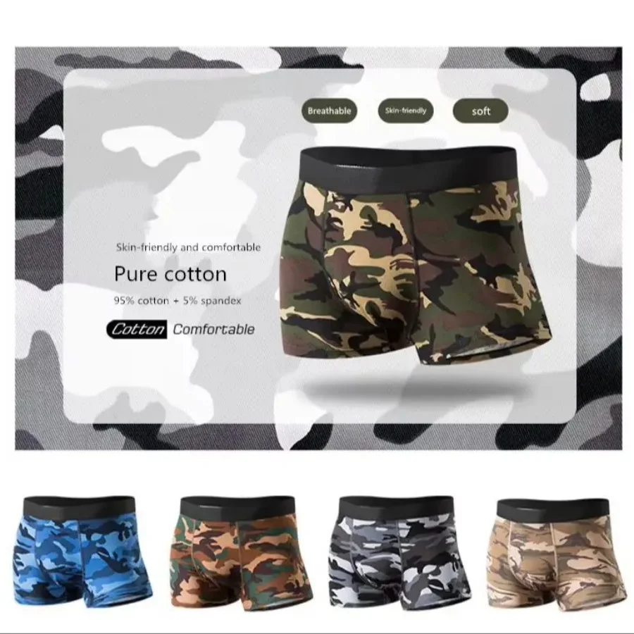 4pcs/Lot mens boxers Camo Men\'s boxer briefs Cotton Modal Camouflage Underpants Man Classic sexy underwear for men